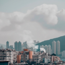 香港吸烟(香港：燃烧的烟云中的城市风景)